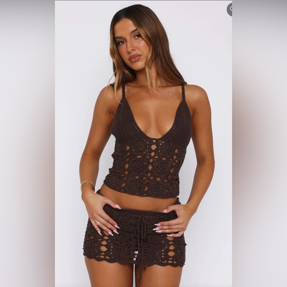 NWT White Fox Boutique I’m Ready Now Crochet Top & Mini Skirt Size XS. - Picture 3 of 10